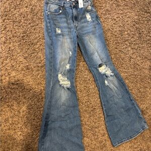Rue21 Light Blue Distressed Flare Jeans
